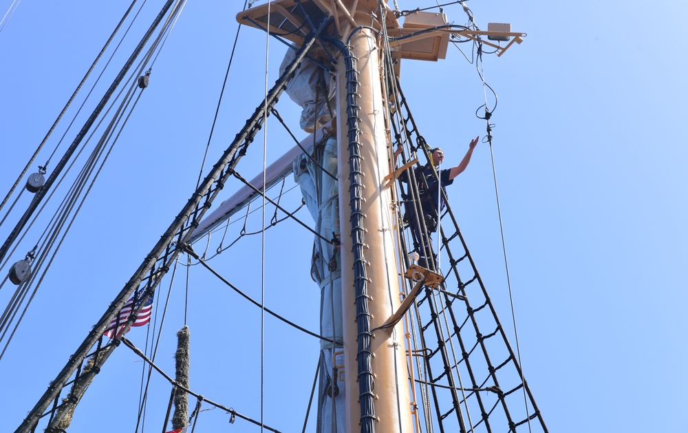 USCGC Eagle conducts man-overboard drill while underway