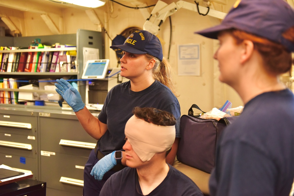 USCGC Eagle conducts man-overboard drill while underway