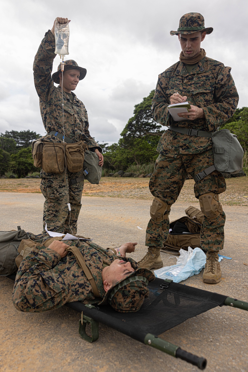 Combat Logistics 4 Marines and Sailors Conduct a mass casualty drill during a MCCRE