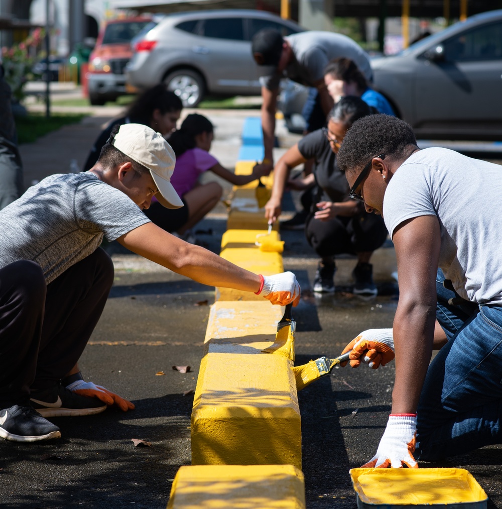 36th FSS volunteers beautify Senior Citizens Center