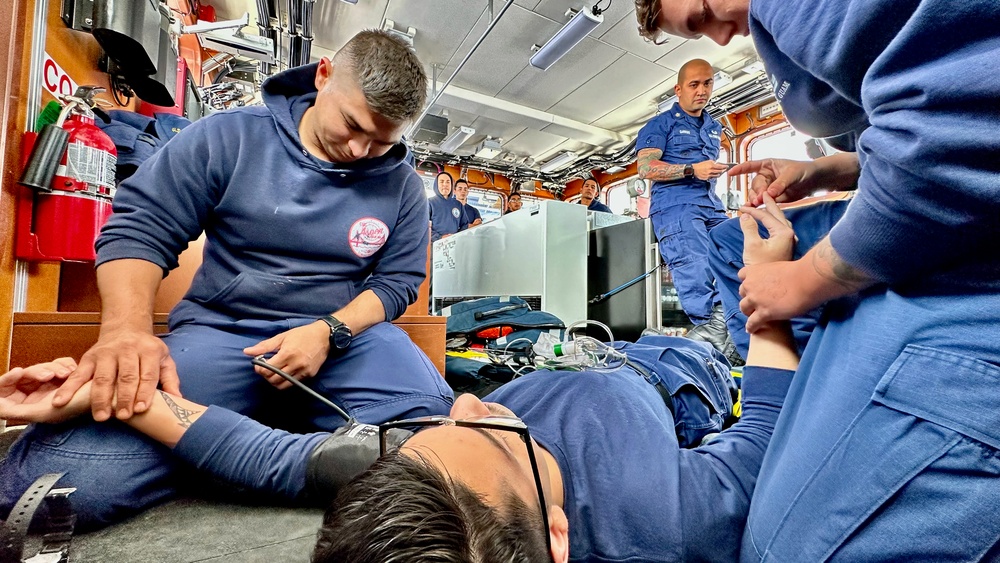 Emergency medical drill aboard USCGC Oliver Henry