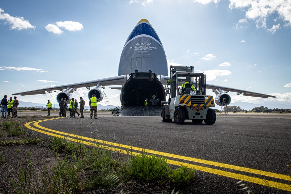 Noble Jump 23: Antonov An-124 Ruslan Delivers German Tiger Attack Helicopters, Sardinia