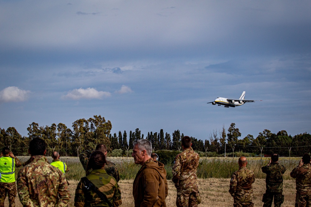 Noble Jump 23: Antonov An-124 Ruslan Delivers German Tiger Attack Helicopters, Sardinia