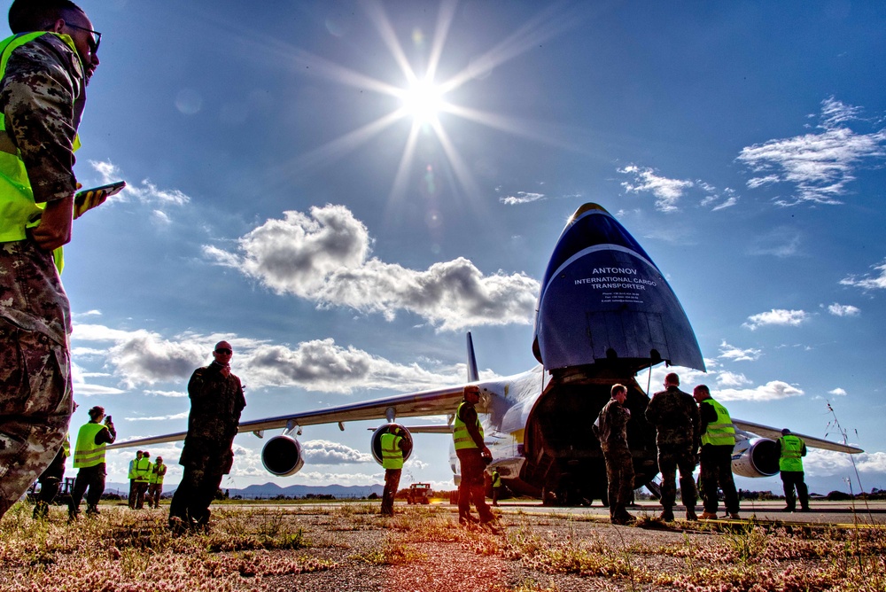 Noble Jump 23: Antonov An-124 Ruslan Delivers German Tiger Attack Helicopters, Sardinia