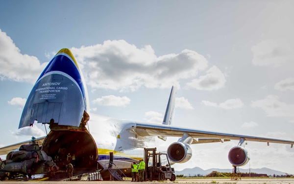 Noble Jump 23: Antonov An-124 Ruslan Delivers German Tiger Attack Helicopters, Sardinia