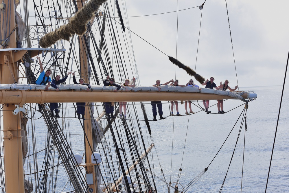 USCGC Eagle crew members spend free time aloft