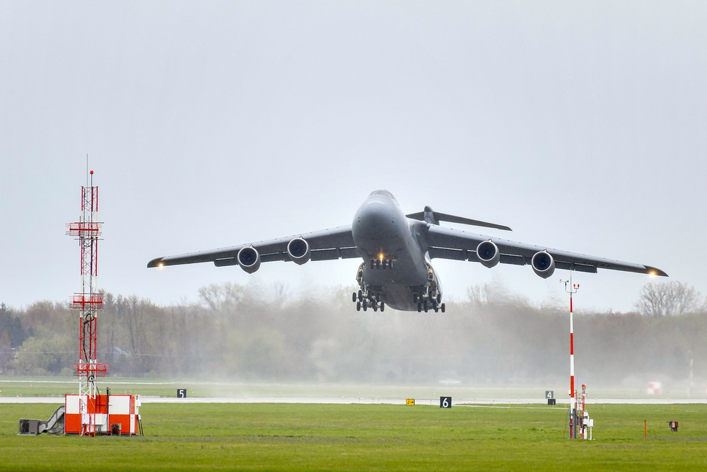 C-5M Galaxy Takes Off From Selfridge Air National Guard Base During Exercise Eastern Nexus 23