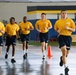 Recruits run in Freedom Hall at Recruit Training Command