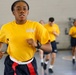 Recruits run in Freedom Hall at Recruit Training Command