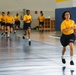 Recruits run in Freedom Hall at Recruit Training Command