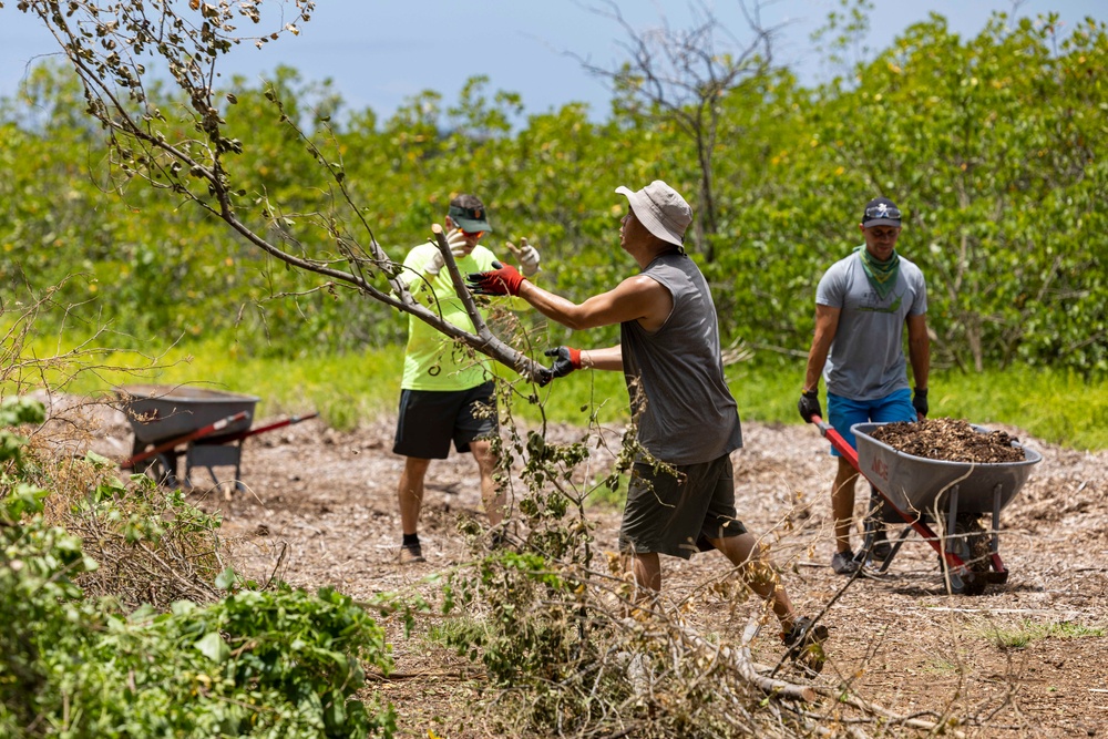 Sailors, Community Volunteer at Loko Pa'aiau Fishpond on Earth Day