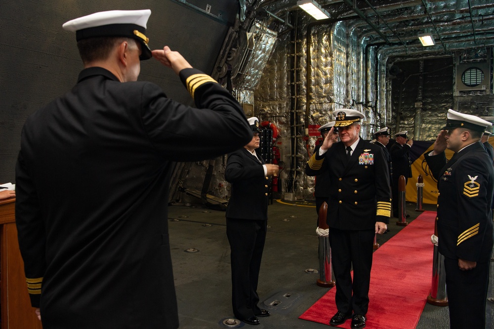 USS Mobile (LCS 26) hosts distinguished visitors for the International Maritime Defense Exhibition 2023