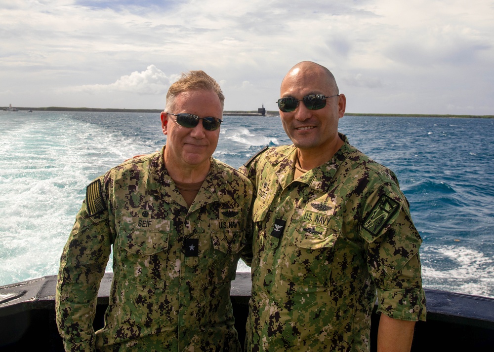 Distinguished visitors spend time at sea aboard the Ohio-class ballistic missile submarine USS Maine (SSBN 741).