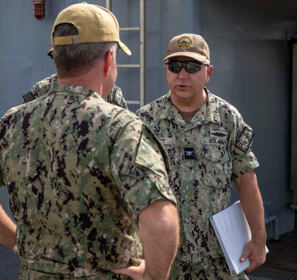 Adm. Samuel Paparo, commander, U.S. Pacific Fleet, visits the submarine tender USS Emory S. Land (AS 39).