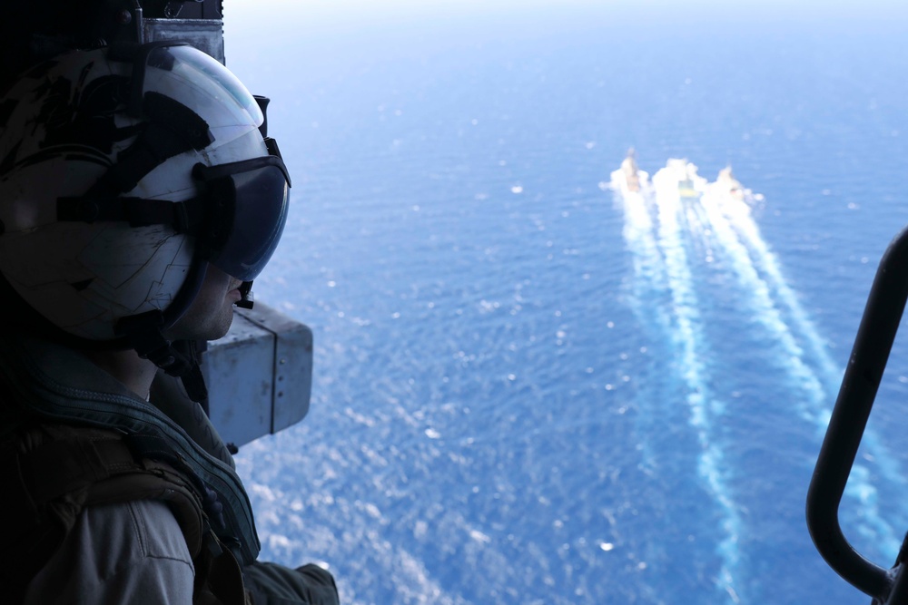 USS Truxtun Replenishment-at-Sea with MV Asterix and HMCS Montreal