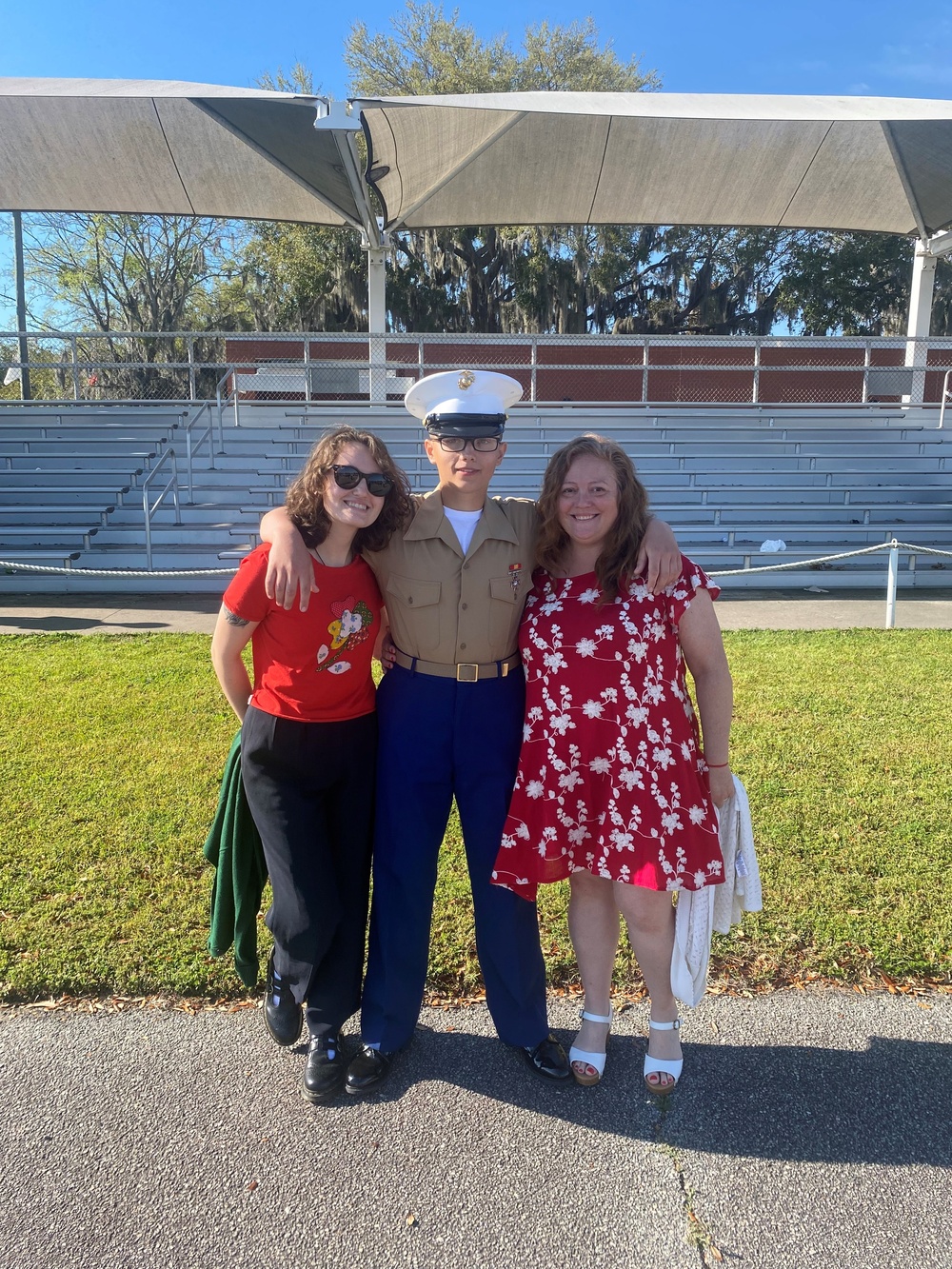 PFC Robert M. Meyle with his sister and mom