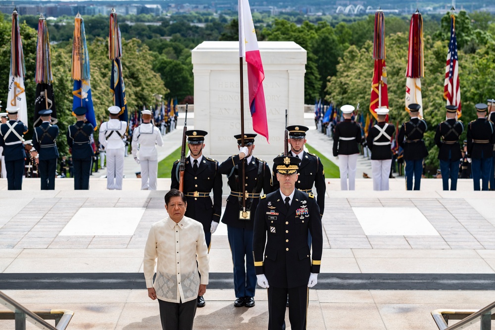 Philippine President Ferdinand R. Marcos Jr. Participates in an Armed Forces Full Honors Wreath-Laying Ceremony at the Tomb of the Unknown Soldier