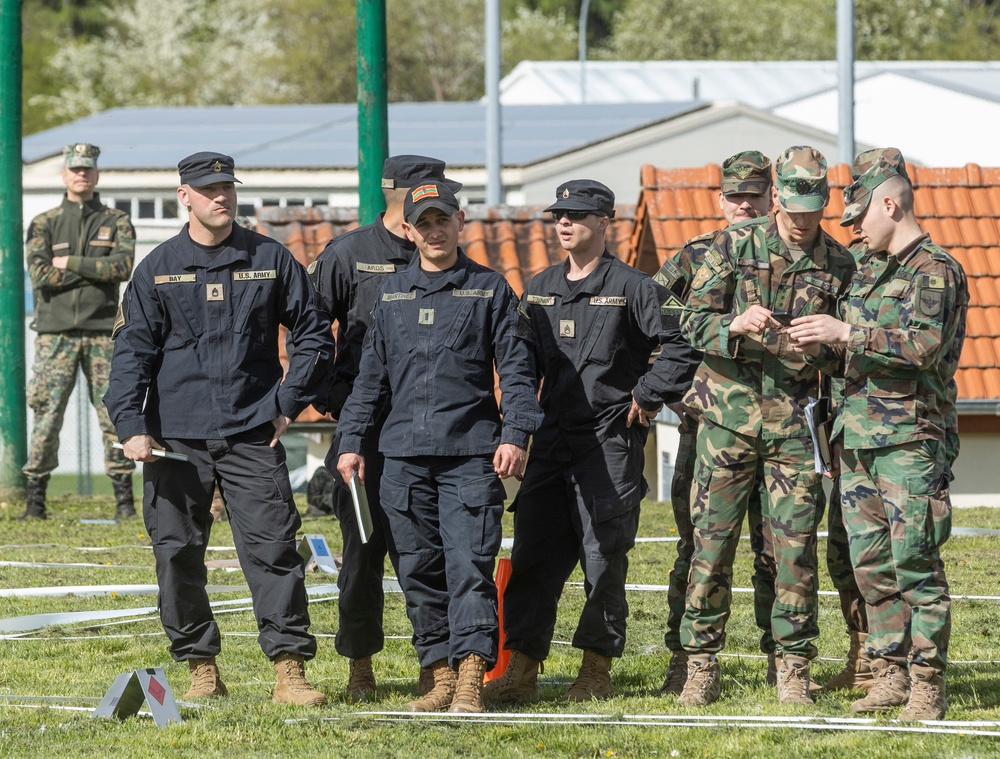 U.S. and multinational soldiers take part in the Combined Arms Rehearsal