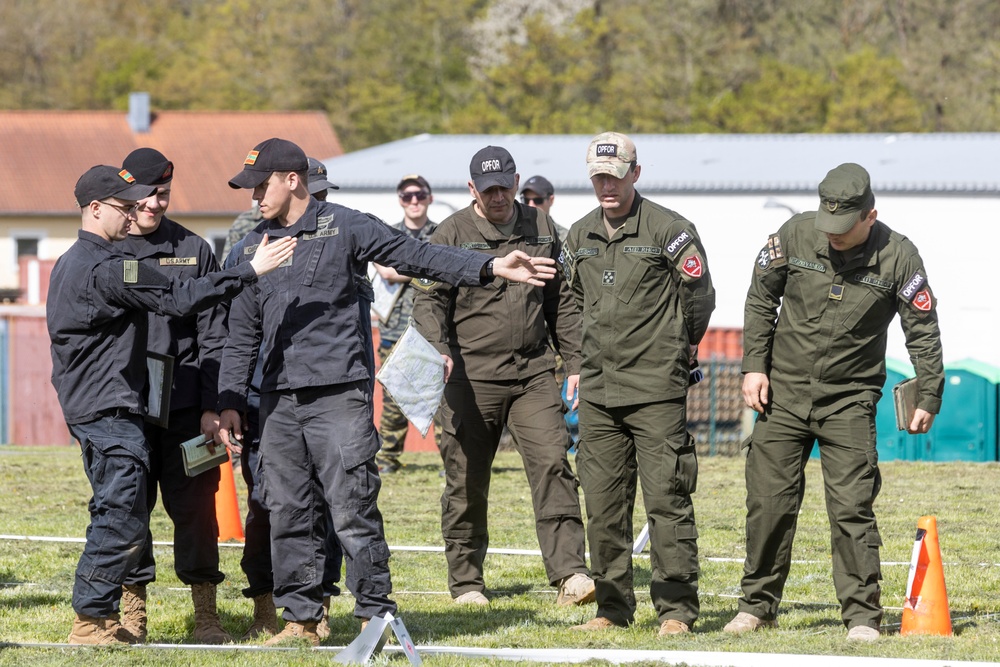 U.S. and multinational soldiers take part in the Combined Arms Rehearsal