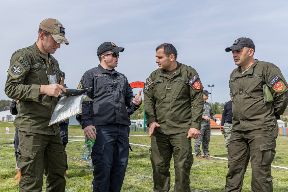 U.S. and multinational soldiers take part in the Combined Arms Rehearsal