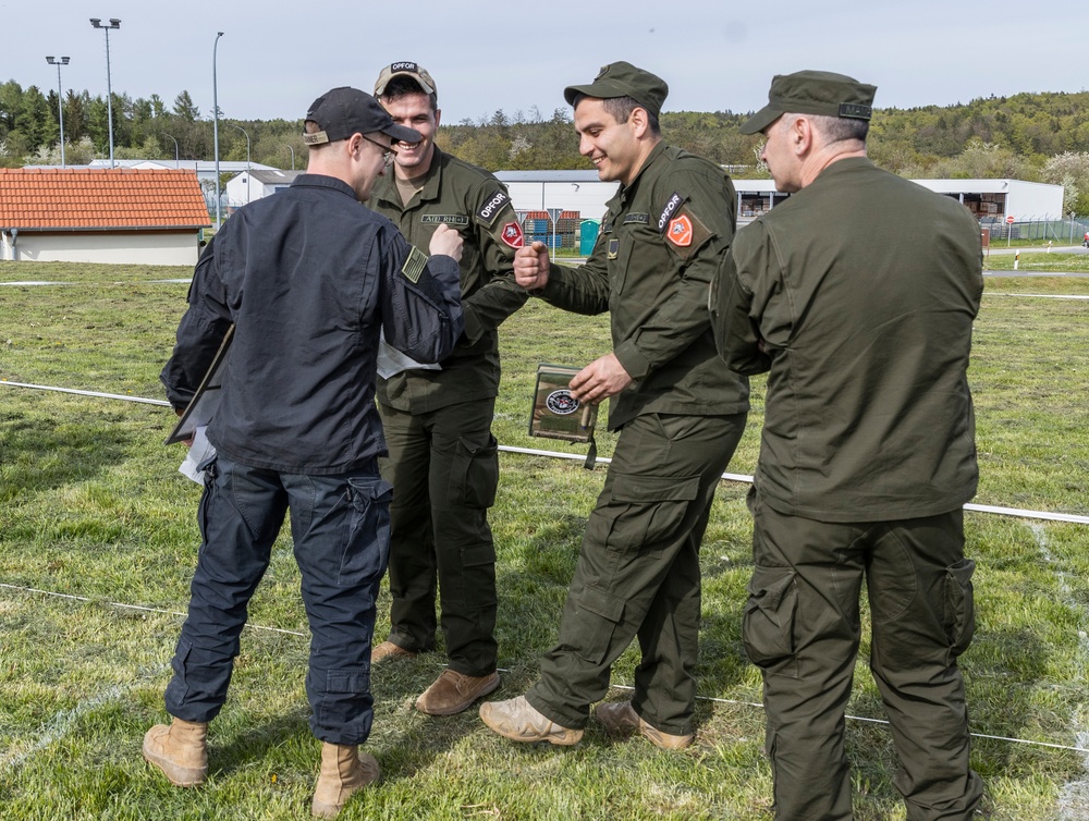 U.S. and multinational soldiers take part in the Combined Arms Rehearsal