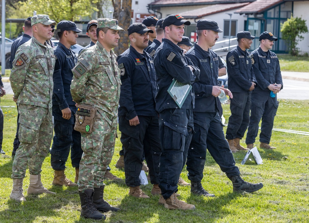 U.S. and multinational soldiers take part in the Combined Arms Rehearsal