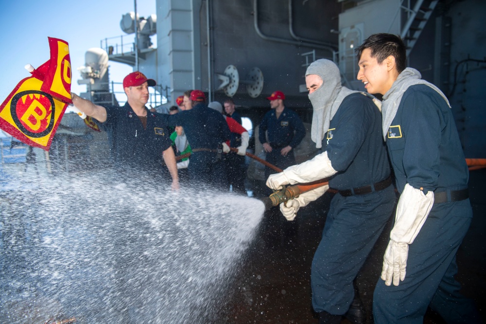 U.S. Navy Sailors Participate In Damage Control Training