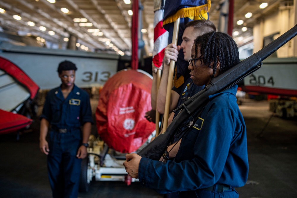 Sailors Participate In Color Guard Training