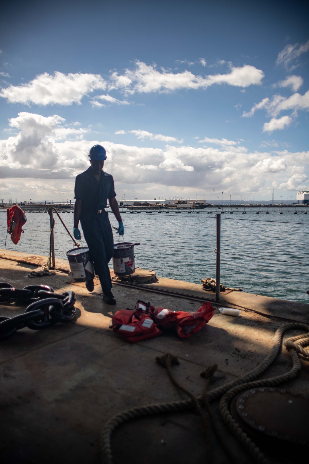 Tripoli Sailors Paint Anchor and Chain During Ongoing SRA