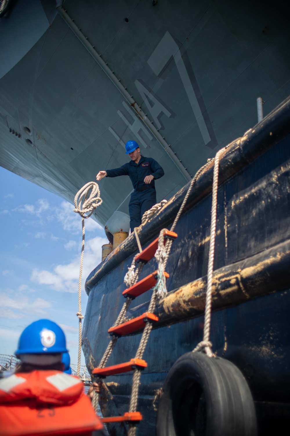 Tripoli Sailors Paint Anchor and Chain During Ongoing SRA