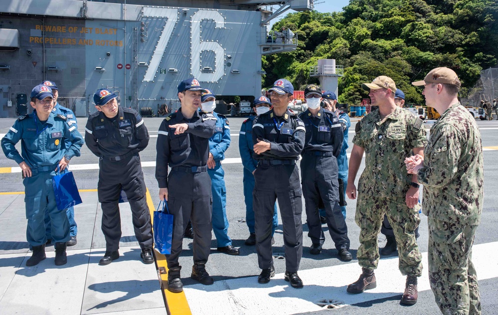 USS Ronald Reagan (CVN 76) Sailors host members of the JS Izumo (DDH 183)