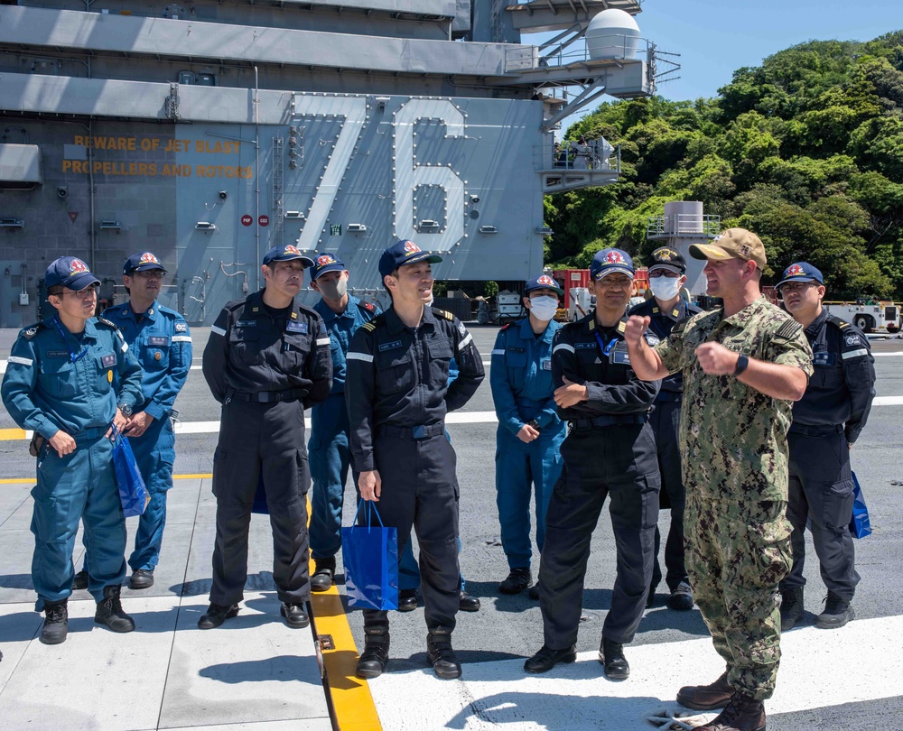 USS Ronald Reagan (CVN 76) Sailors host members of the JS Izumo (DDH 183)