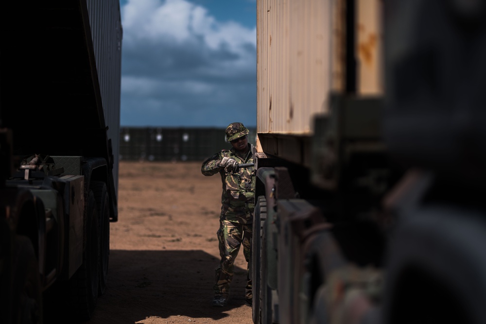 Soldiers Stage Equipment for Exercise Noble Jump 23