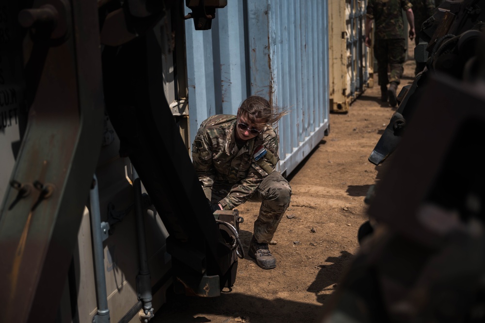 Soldiers Stage Equipment for Exercise Noble Jump 23