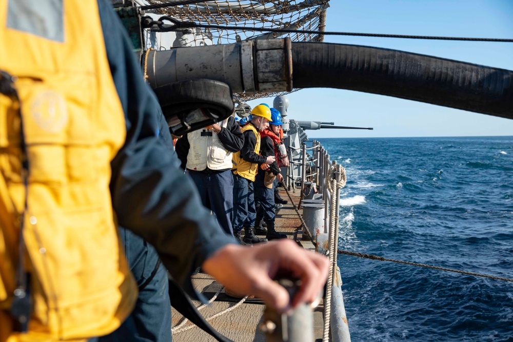 USS Normandy Conducts a Replenishment-at-Sea