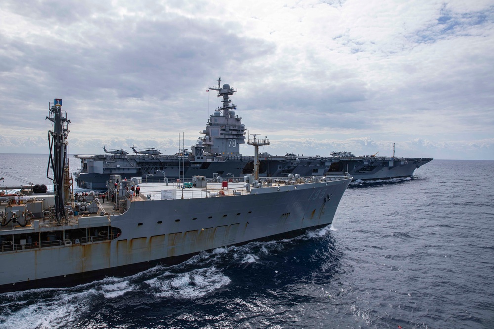 USS Normandy Conducts a Replenishment-at-Sea