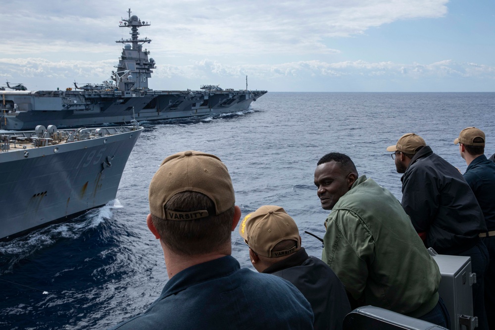 USS Normandy Conducts a Replenishment-at-Sea