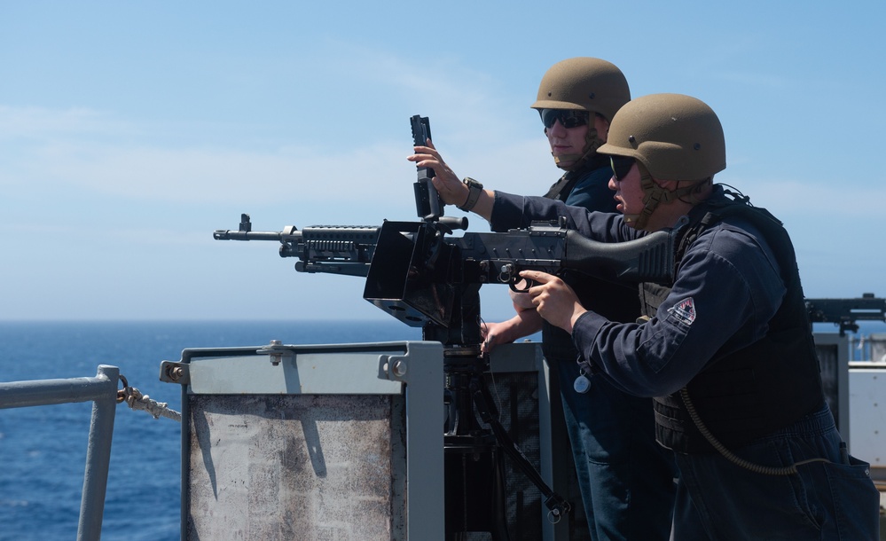 Blue Ridge Fires Weapons at Sea