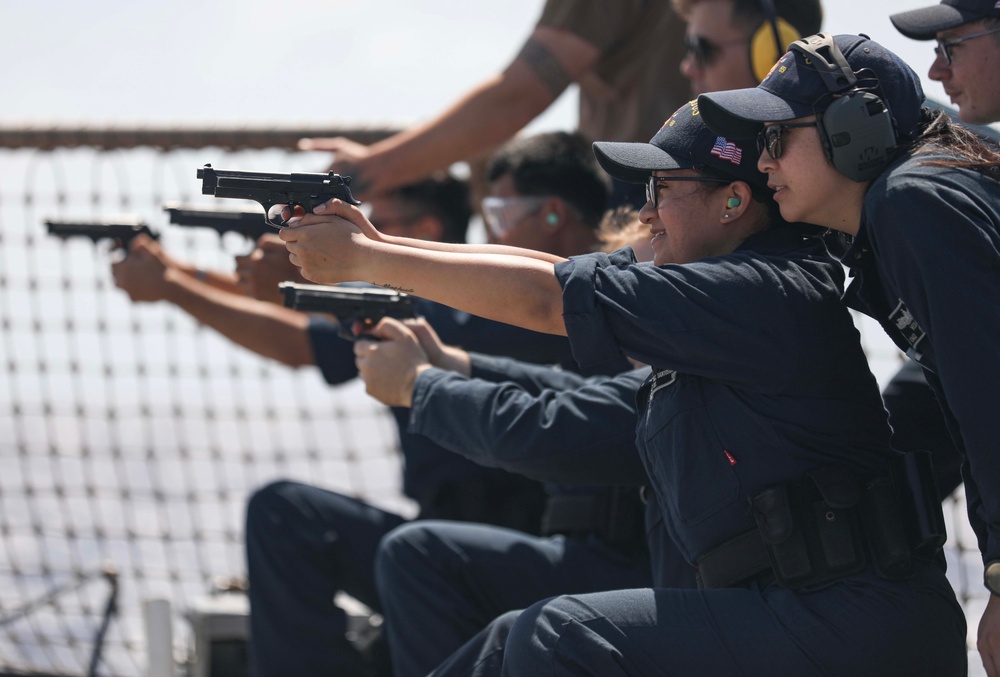 USS Milius (DDG 69) Conducts 9 mm Pistol Live-Fire Exercise