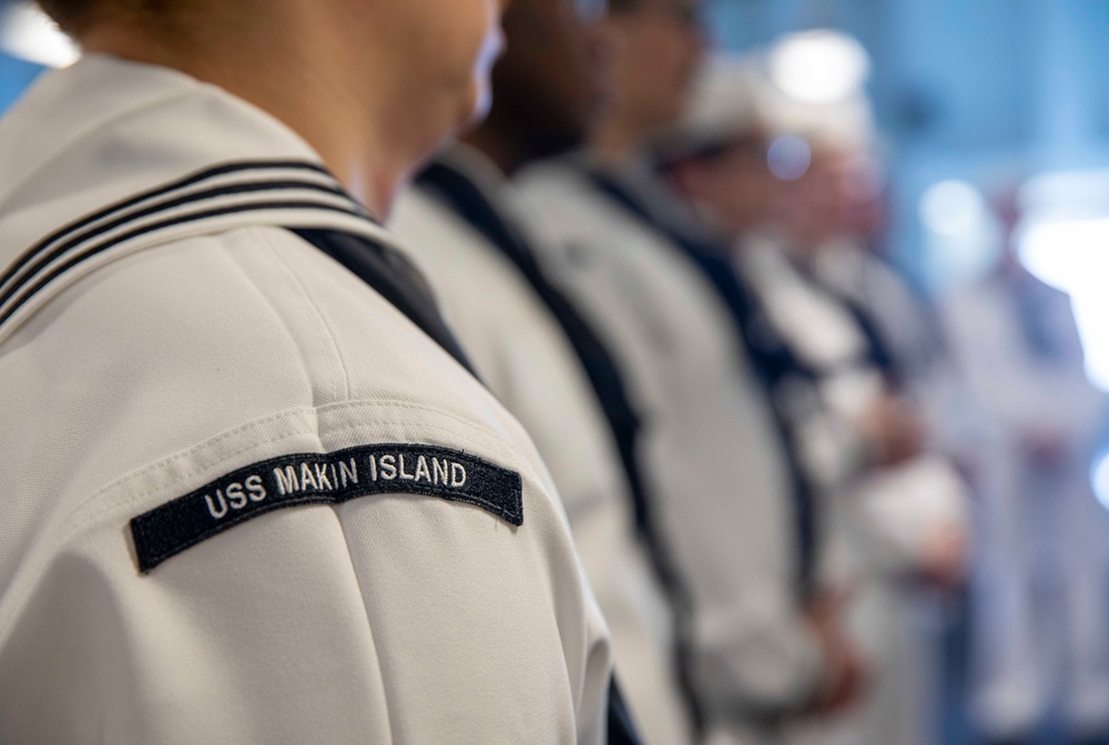 Makin Island Dress Whites Inspection