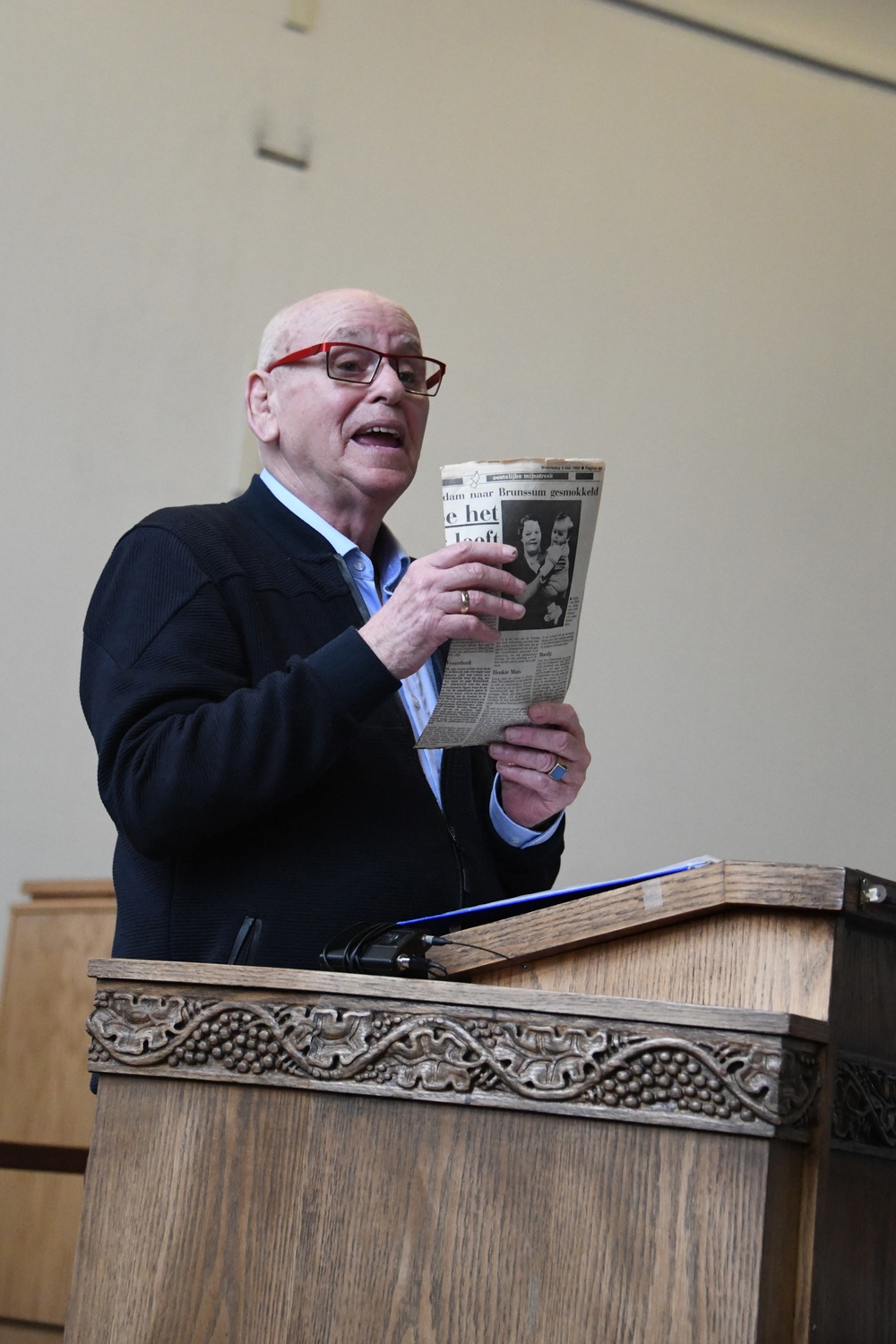 Holocaust Days of remembrance Commemoration JFC NATO Brunssum chapel with survivor Jack Aldewereld