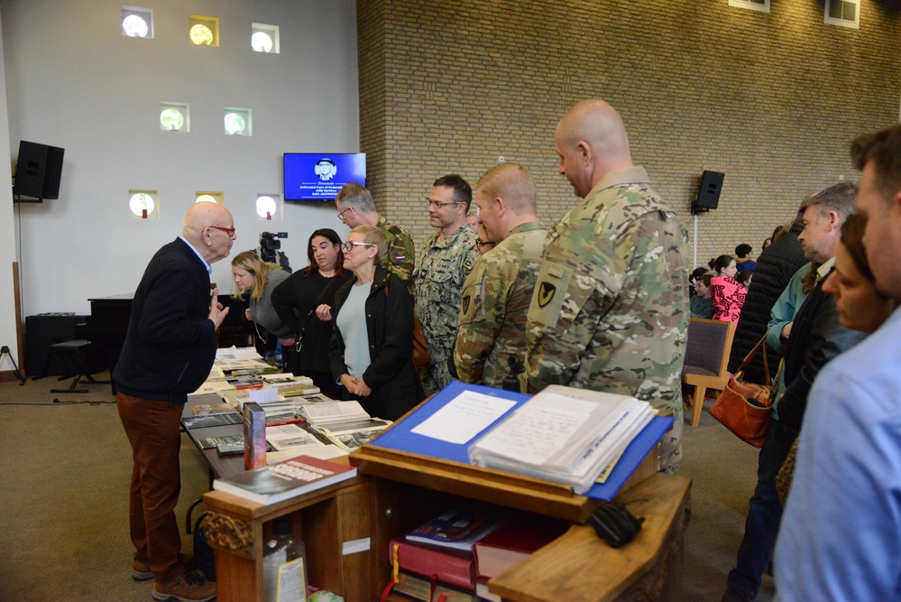 Holocaust Days of remembrance Commemoration JFC NATO Brunssum chapel with survivor Jack Aldewereld