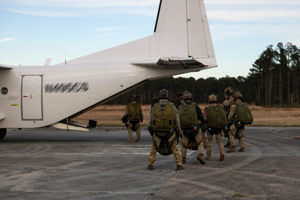 Marine Raiders conduct freefall jump operations