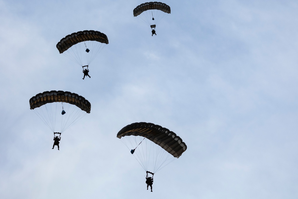 Marine Raiders conduct freefall jump operations