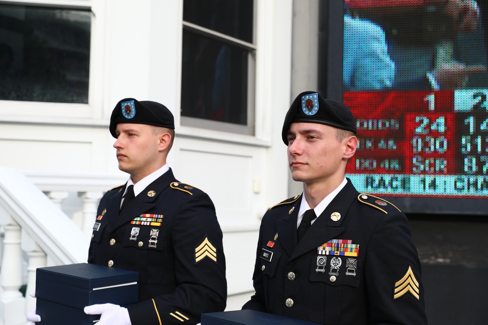 Guardsmen hold watches for the Kentucky Derby