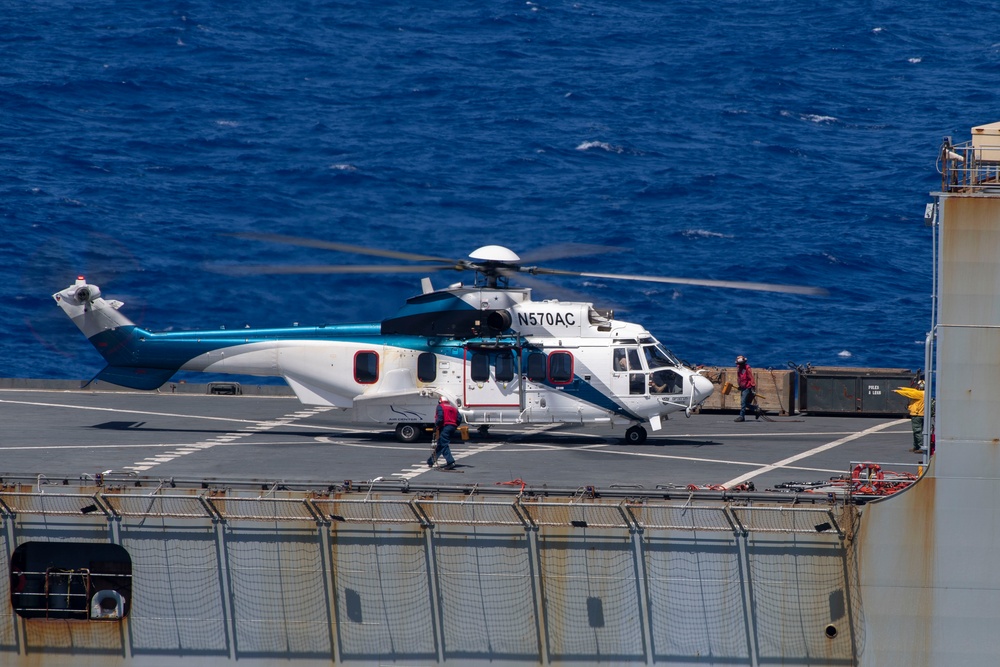 Helicopter Lands on Ship