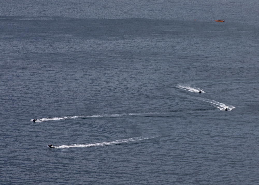 Ship deployable seaborne targets transit off the coast of San Clemente Island