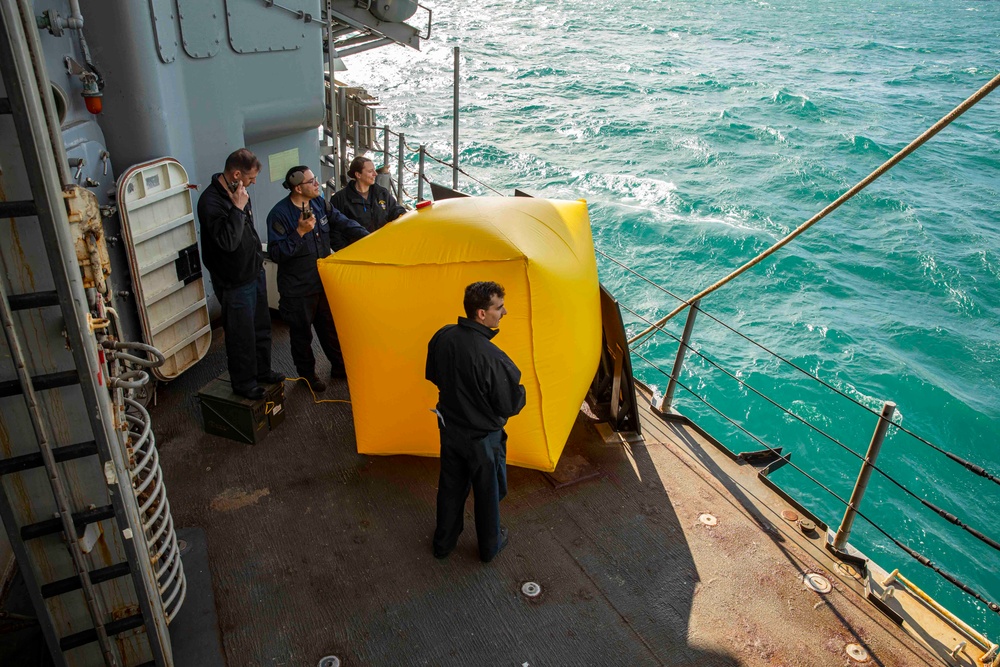 USS Normandy Conducts a Crew-Served Weapons Shoot