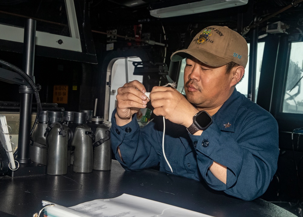 Sailors Stand Watch on the Bridge of USS John Finn (DDG 113)