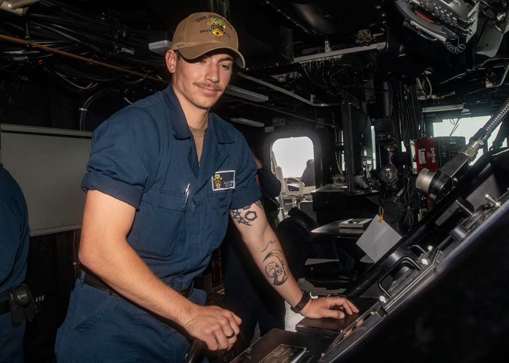 Sailors Stand Watch on the Bridge of USS John Finn (DDG 113)